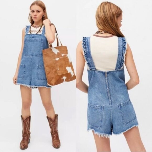 Show me your MuMu distressed denim sleeveless romper - Picture 1 of 7
